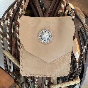 Delila Leather Western Concho Crossbody Handbag